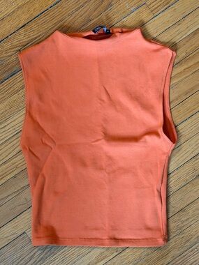 Zara orange high neck cap sleeve tank top